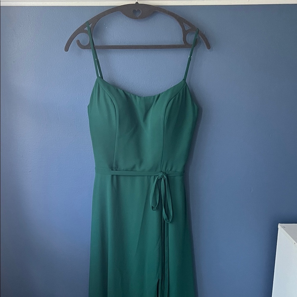 Emerald Green Morilee Spaghetti Strap Dress, Bridesmaid Dress